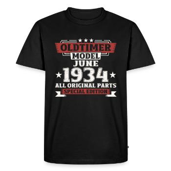 Vintage June 1934 Vintage 1934 Birthday 1934 - Men's Premium Organic T-Shirt - black - Front - Nico (187cm)