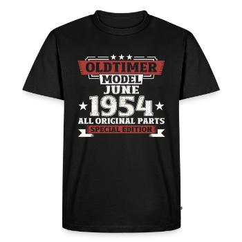 Millésime 1954 Millésime 1954 70ème anniversaire Juin - T-shirt Premium bio Homme - noir - Devant - Nico (187cm)