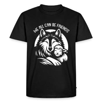 Loup et agneau, nous pouvons tous être amis - T-shirt Premium bio Homme - noir - Devant - Nico (187cm)