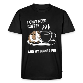 Besoin de café et de mon cochon d’Inde - T-shirt Premium bio Homme - noir - Devant - Nico (187cm)