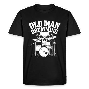Old Man Grandpa Plays Drums Drum Saying - Men's Premium Organic T-Shirt - black - Front - Nico (187cm)