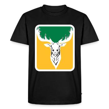 Hunter Funny Roebuck Deer Logo | Les couleurs peuvent être changées - T-shirt Premium bio Homme - noir - Devant - Nico (187cm)