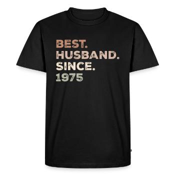 Best Husband Since 1975 Anniversary Gift - Men's Premium Organic T-Shirt - black - Front - Nico (187cm)