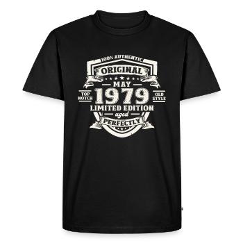 Original Mai 1979 Millésime 1979 Anniversaire 1979 - T-shirt Premium bio Homme - noir - Devant - Nico (187cm)