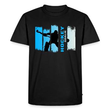 hockey I gardien de but bleu grunge hockey sur gazon - T-shirt Premium bio Homme - noir - Devant - Nico (187cm)