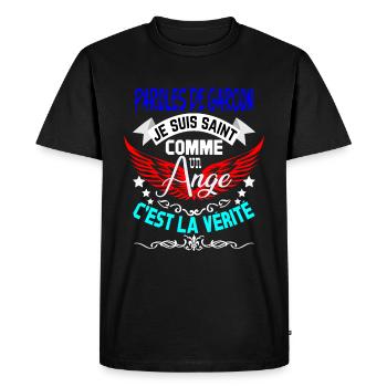 Paroles de garçon SAINT ANGE - T-shirt Premium bio Homme - noir - Devant - Nico (187cm)