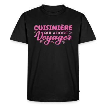 Cuisinière globe-trotteuse passionnée de voyages - T-shirt Premium bio Homme - noir - Devant - Nico (187cm)