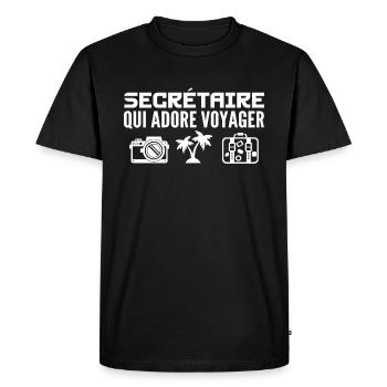 Voyageurs & Secrétaires : Passion & Découverte - T-shirt Premium bio Homme - noir - Devant - Nico (187cm)
