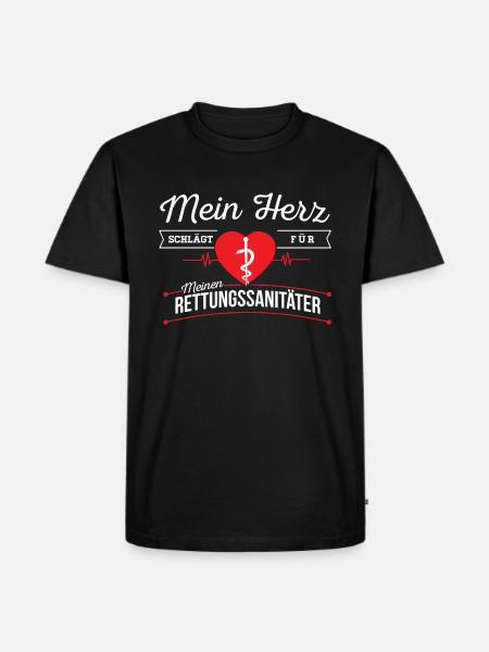 Rettungssanitäter Herz - Männer Premium Bio T-Shirt - Schwarz