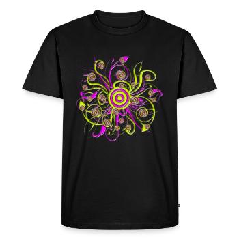 fleur psychédélique - T-shirt Premium bio Homme - noir - Devant - Nico (187cm)