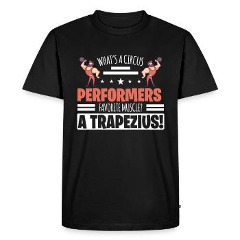 LES ARTISTES DE CIRQUE MUSCLÉS ? UN TRAPÈZE ! Cadeaux - T-shirt Premium bio Homme - noir - Devant - Nico (187cm)