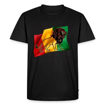 Drapeau ROuge Jaune Vert Rasta Lion - T-shirt Premium bio Homme - noir - Devant - Nico (187cm)