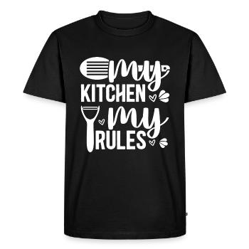 My Kitchen My Rules - Funny Kitchen Saying - Men's Premium Organic T-Shirt - black - Front - Nico (187cm)