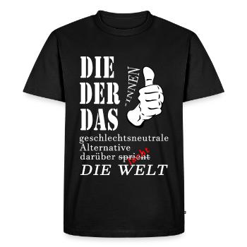 DIE DER DAS über die die Welt spricht lacht Gender - Männer Premium Bio T-Shirt - Schwarz - Vorne - Nico (187cm)