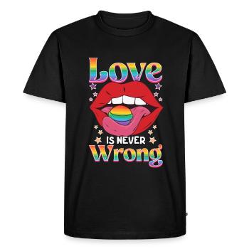L’amour n’a jamais tort | Concours de conception de fierté2024 - T-shirt Premium bio Homme - noir - Devant - Nico (187cm)