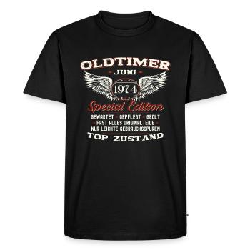 Vintage June 1974 Vintage 1974 50th Birthday 74 - Men's Premium Organic T-Shirt - black - Front - Nico (187cm)