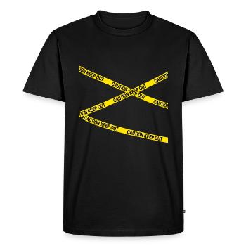 Attention garder hors de danger - T-shirt Premium bio Homme - noir - Devant - Nico (187cm)