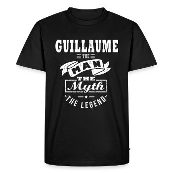 prénom Guillaume noel anniversaire personnalisé - T-shirt Premium bio Homme - noir - Devant - Nico (187cm)