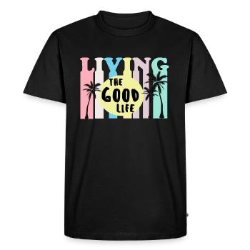 Living Good Vibes -Palm - Summer - Men's Premium Organic T-Shirt - black - Front - Nico (187cm)