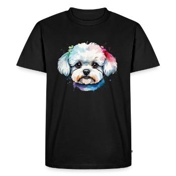 Chien bichon frisé mignon coloré à l’aquarelle - T-shirt Premium bio Homme - noir - Devant - Nico (187cm)
