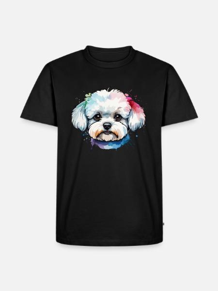 Colorful Cute Bichon Frise Dog in Watercolors - Men's Premium Organic T-Shirt - black