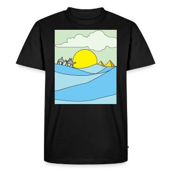 Retro pyramide du désert soleil - T-shirt Premium bio Homme - noir - Devant - Nico (187cm)