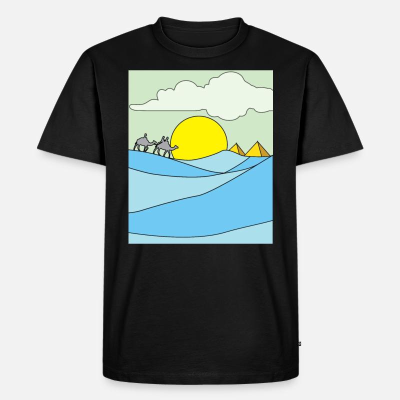 Retro Pyramide Wüste Sonne - Männer Premium Bio T-Shirt - Schwarz