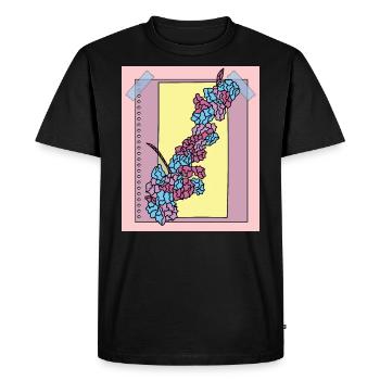 Vintage Flowers Orchids Colorful - Men's Premium Organic T-Shirt - black - Front - Nico (187cm)