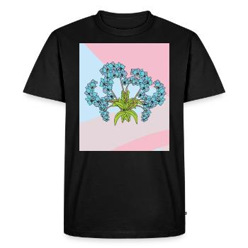 Vintage Flowers Orchids Colorful - Men's Premium Organic T-Shirt - black - Front - Nico (187cm)
