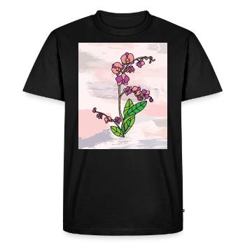 Vintage Flowers Orchids Colorful - Men's Premium Organic T-Shirt - black - Front - Nico (187cm)