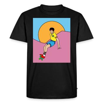 Retro Skateboarder & Skater Skateboard - Men's Premium Organic T-Shirt - black - Front - Nico (187cm)