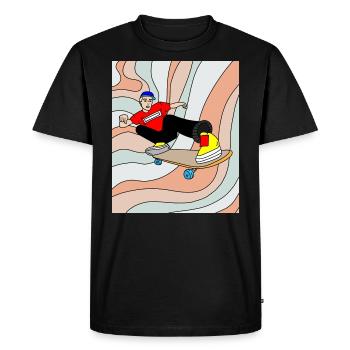Retro Skateboarder & Skater Skateboard - Men's Premium Organic T-Shirt - black - Front - Nico (187cm)