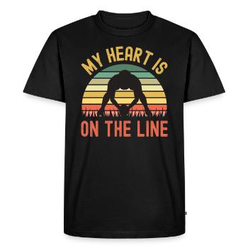 Mon cœur est en jeu rugby offensif - T-shirt Premium bio Homme - noir - Devant - Nico (187cm)