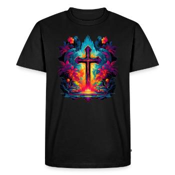 Kreuz Jesus - Männer Premium Bio T-Shirt - Schwarz - Vorne - Nico (187cm)