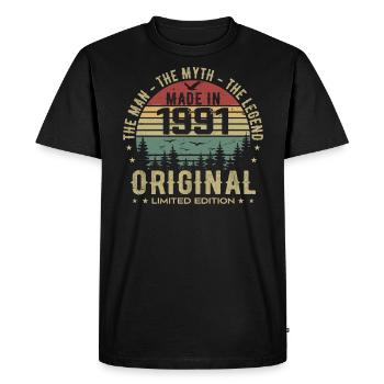Original 1991 Retro 1991 Cadeau Anniversaire 1991 - T-shirt Premium bio Homme - noir - Devant - Nico (187cm)