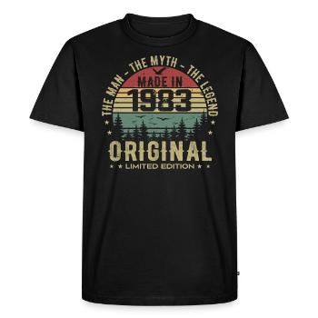 Original 1983 Retro 1983 Cadeau Anniversaire 1983 - T-shirt Premium bio Homme - noir - Devant - Nico (187cm)
