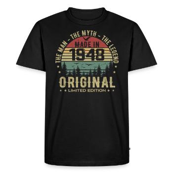 Original 1948 Retro 1948 Birthday Gift 1948 - Men's Premium Organic T-Shirt - black - Front - Nico (187cm)