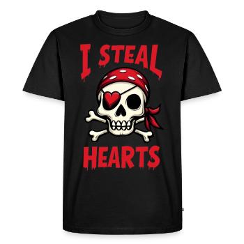 Crâne de pirate - T-shirt Premium bio Homme - noir - Devant - Nico (187cm)