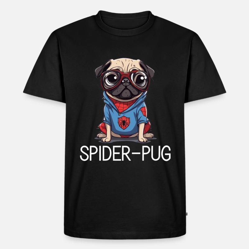 Spider Pug - Männer Premium Bio T-Shirt - Schwarz