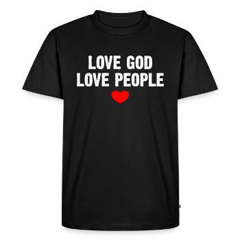 Aimez Dieu, aimez les gens - T-shirt Premium bio Homme - noir - Devant - Nico (187cm)