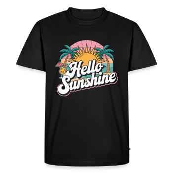 Hello Sunshine Retro Beach - Men's Premium Organic T-Shirt - black - Front - Nico (187cm)