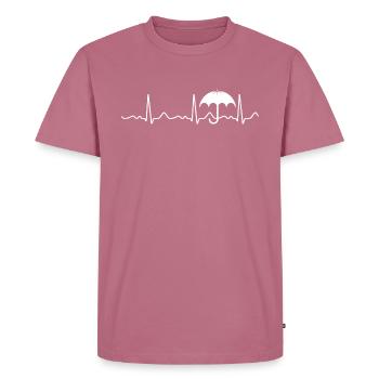 Umbrella - heartbeat, pulse, heart line, ECG - Men's Premium Organic T-Shirt - mauve - Front - Nico (187cm)