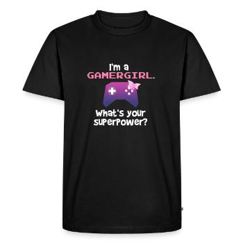 Fille de Gamer femmes Powergaming idée cadeau - T-shirt Premium bio Homme - noir - Devant - Nico (187cm)