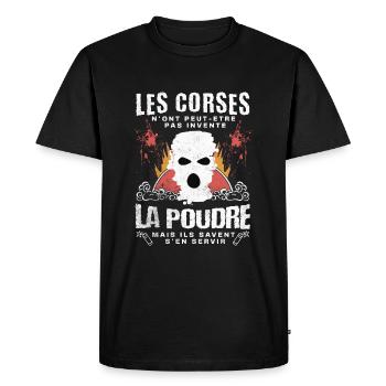 Corse - Les Corses Non Pas Inventé La Poudre - T-shirt Premium bio Homme - noir - Devant - Nico (187cm)