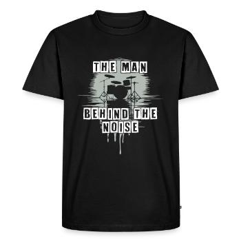 Homme derrière le bruit drôle de tambour motif - T-shirt Premium bio Homme - noir - Devant - Nico (187cm)
