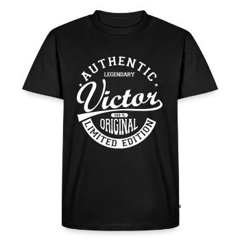Victor cadeau shirt personnalisé prénom victor - T-shirt Premium bio Homme - noir - Devant - Nico (187cm)