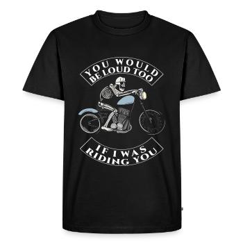 T-shirt moto homme – Drôle de dicton - T-shirt Premium bio Homme - noir - Devant - Nico (187cm)