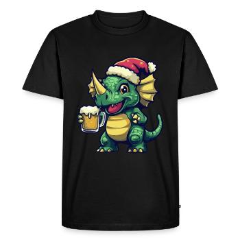 Dinosaure tricératops Bière de Noël drôle - T-shirt Premium bio Homme - noir - Devant - Nico (187cm)