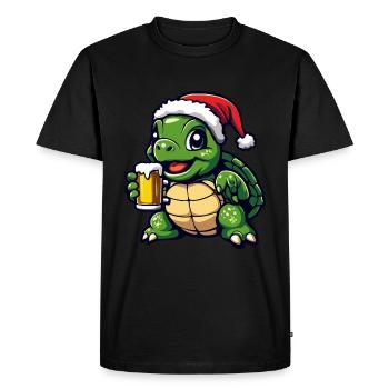 Turtle Christmas Beer Funny - Men's Premium Organic T-Shirt - black - Front - Nico (187cm)