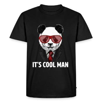 Panda - It's Cool Man - Gift Idea - Men's Premium Organic T-Shirt - black - Front - Nico (187cm)